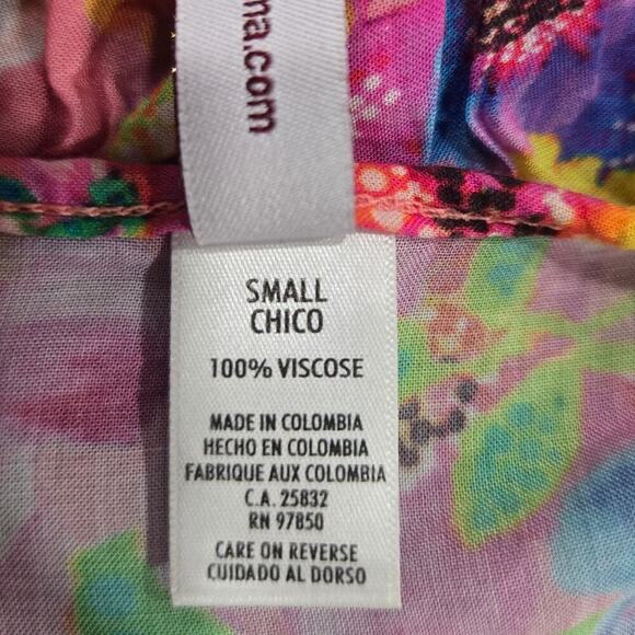 Luli Fama Ruffled Deep V Frill Hem Floral Party Dress size S - Picture 6 of 6